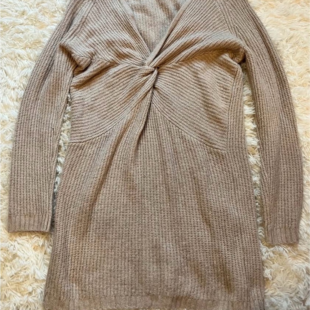 Tan Knitted Sweater Dress